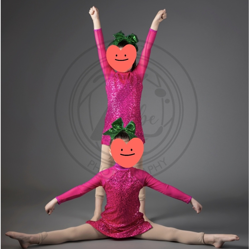 Sparkling Pink Kids Costume with Green Accents 2 Available IC & MC